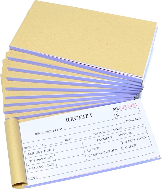 Rent Receipts Receipt Book with Carbon Copies 2 Part