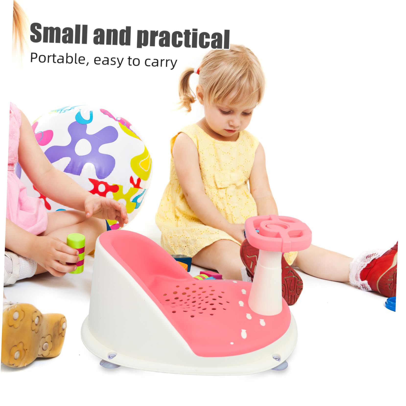 TOYANDONA Sitz für Babybadewanne mit Saugnapf Rutschfestem Design Verstellbarer Höhe und Schnellem Ablaufsystem für Hygiene und Komfort