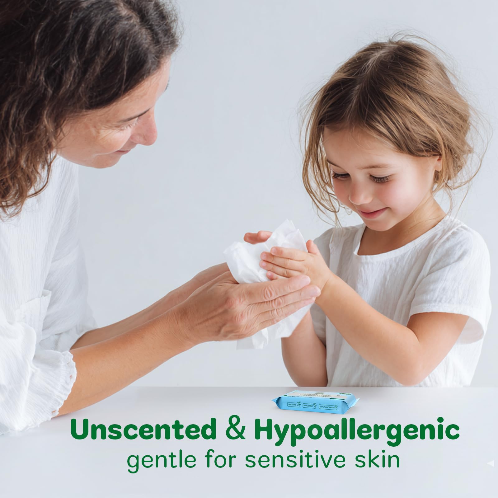Lingettes Humides Toilette Format Voyage, 99% d’Eau – Sans Parfum & Hypoallergéniques – Fibres Végétales – Peaux Sensibles – Adultes, Enfants & Bébés – Lot de 8 (48 Lingettes)