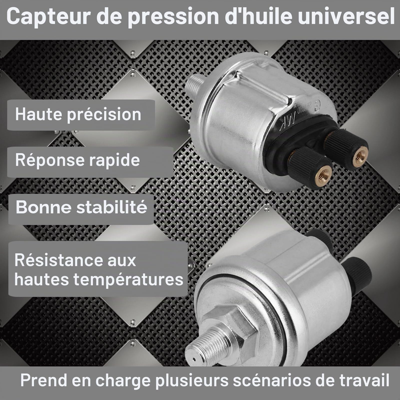 Keenso Capteur de Pression d' Universel, 0 à 10 Bars, Pression d'Huile, Aluminium, 8NPT, Générateur, Voiture, Moto, Industrie