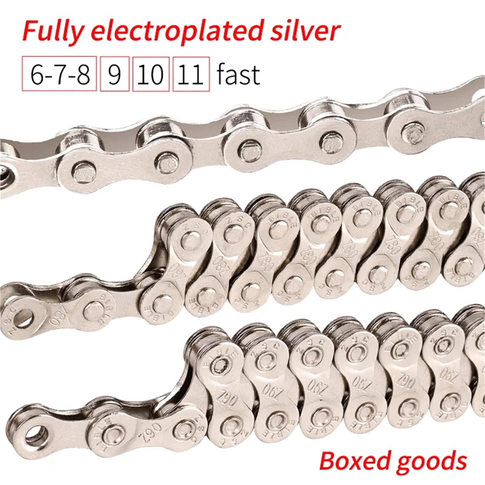 ChaîNe De VéLo Chaîne de vélo de montagne argentée à 6, 7, 8, 9, 10, 11 et 12 vitesses (maillon manquant).(12-speed chain)