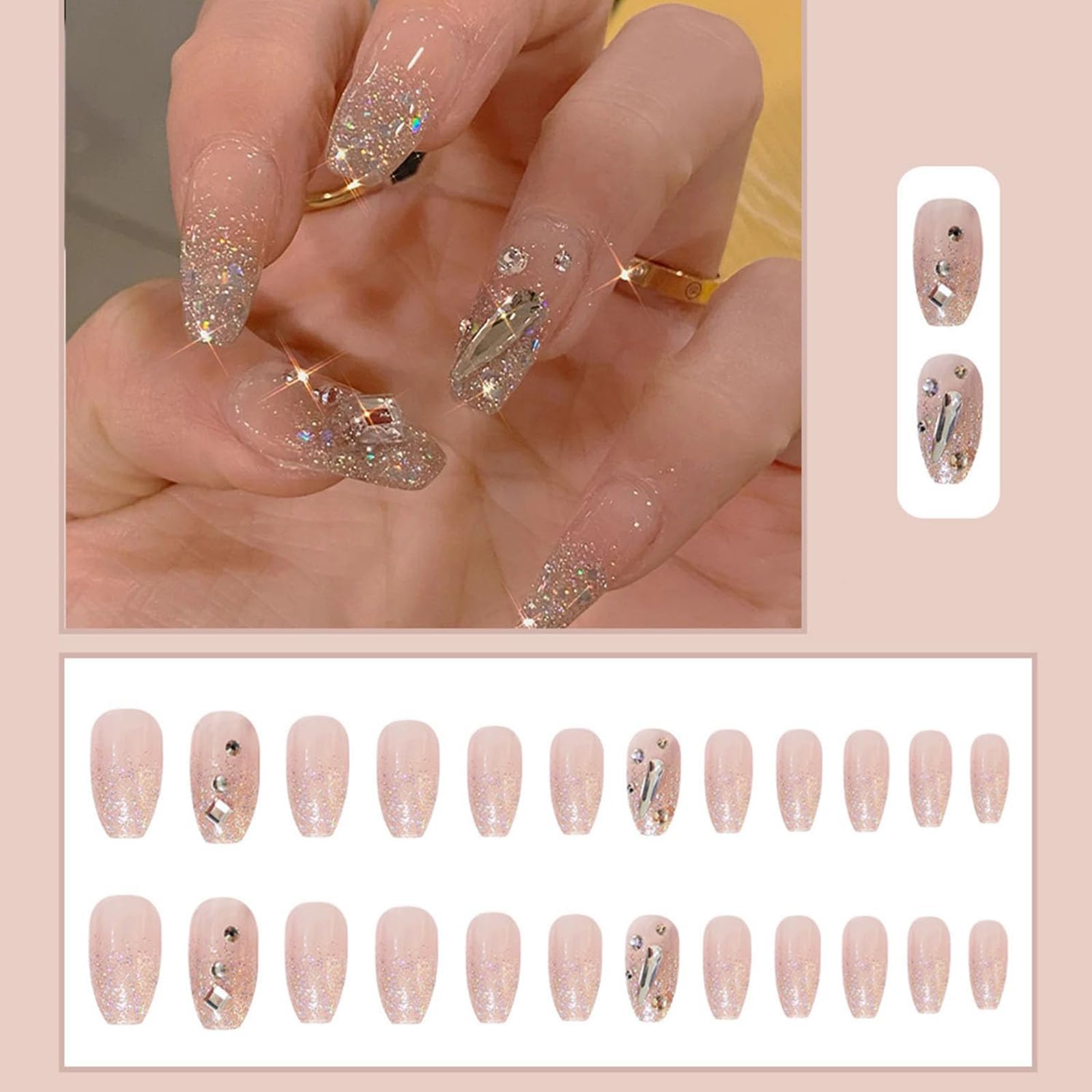 Amazon | ネイルチップ 3D型 24枚 ネイルチップ 付け爪 3D爪 立体的