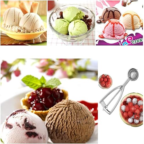 Miniatura 5 de Juego de cucharas de helado, cuchara de helado de acero, cucharas de metal para magdalenas, incluye bolas de tamaño grande, mediano y pequeño para