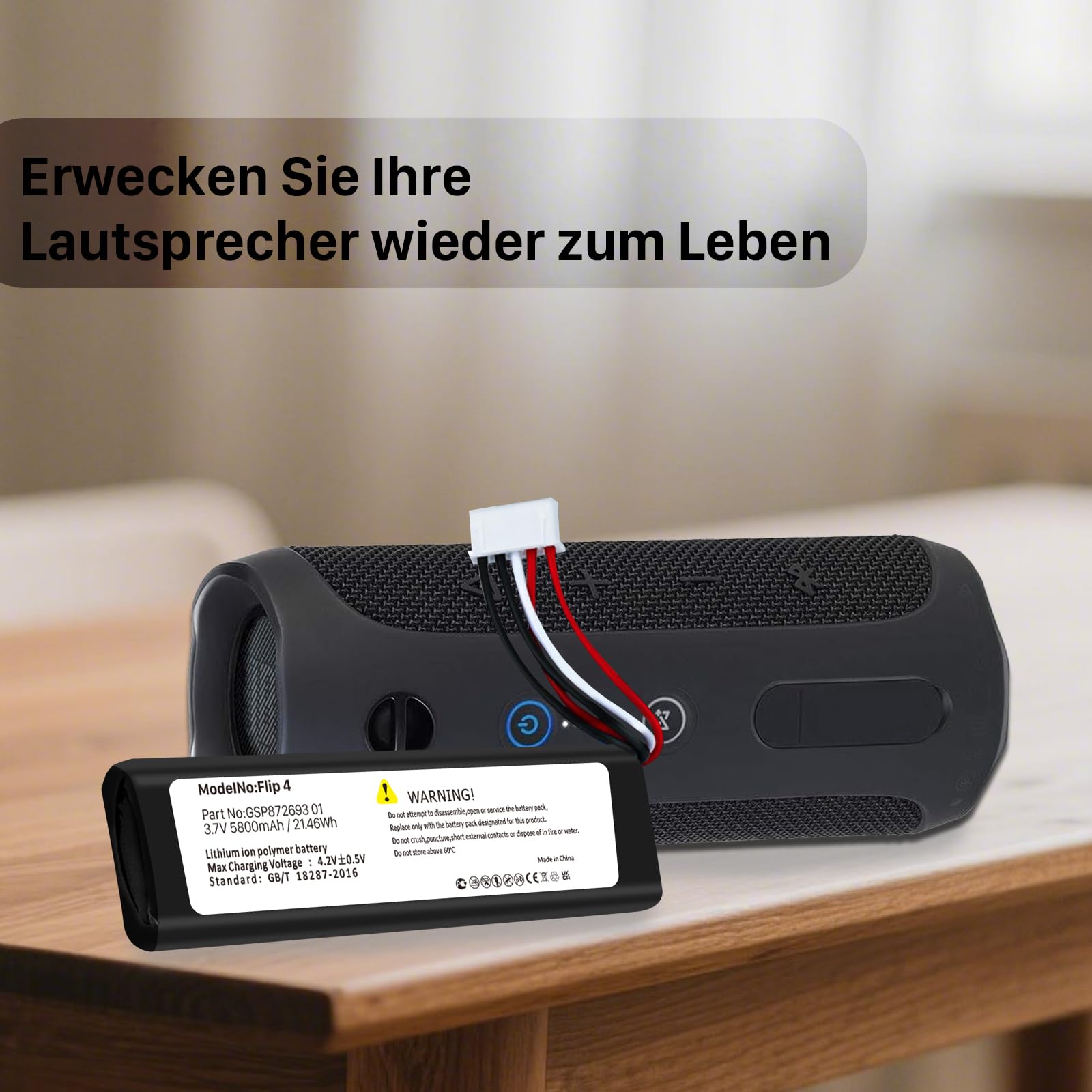 Batería de 5800 mAh para altavoces JBL Flip 4 - 5