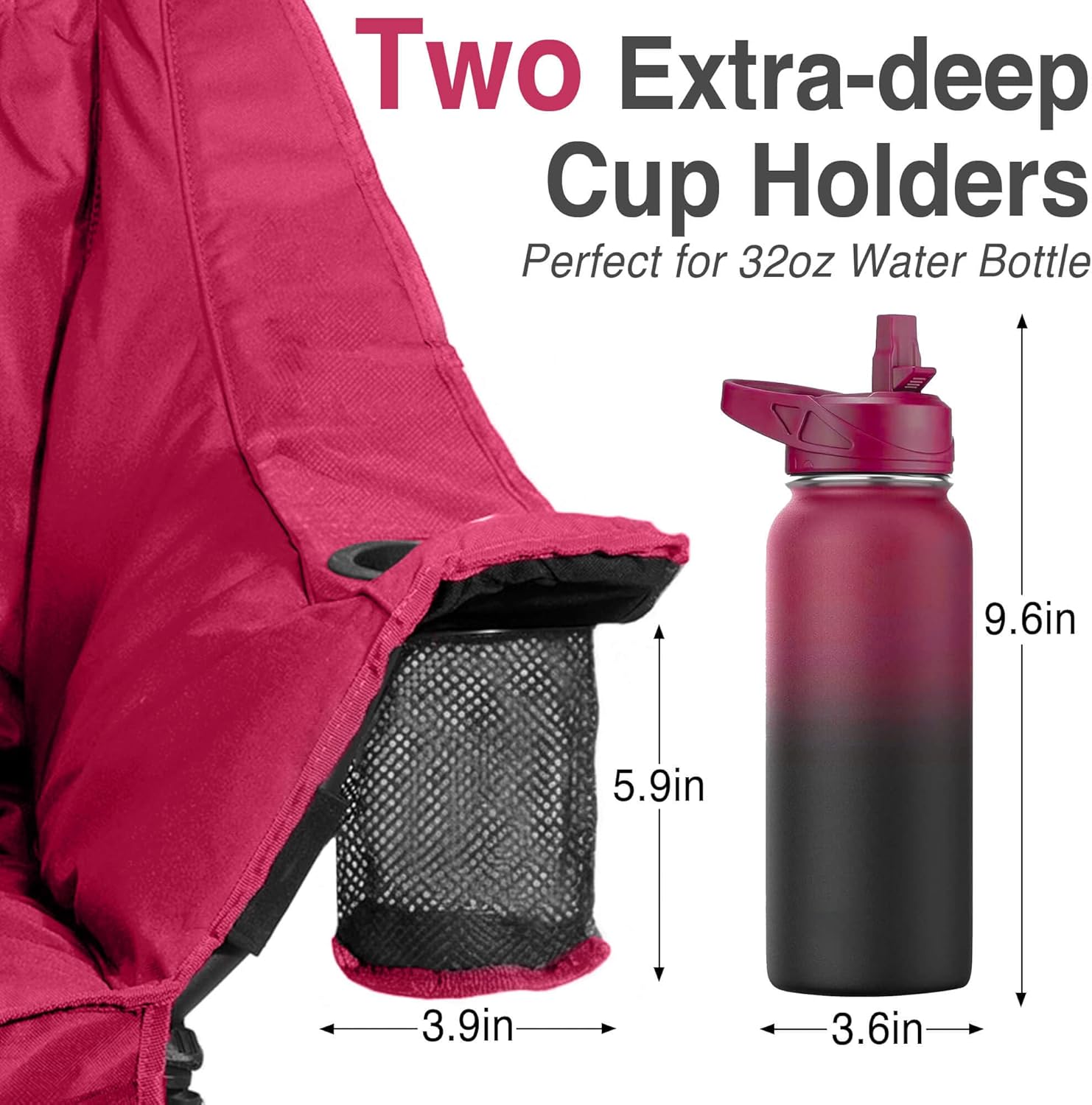 Camping Chair with Removable Footrest, Oversized Outdoor Chair with Headrest & Cup Holders, 400lb Capacity Lawn Chair for Sports Backyard Fishing - Image 2