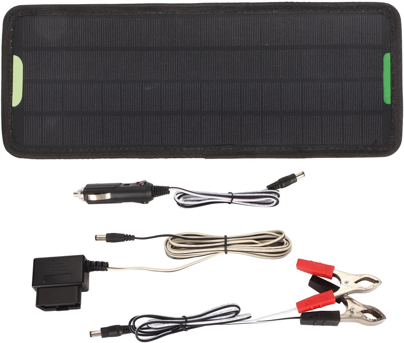 10W 12V Solar Panel Car Battery Charger Kit, Efficient Charging, OBD Port Compatible Ideal for Long Term Parking Includes OBD Charger, Cigarette Lighter