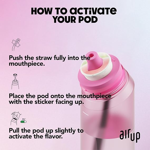 air up water bottle (22 oz) for school, sports, gym | includes 5 scent pods & straw | flavored bottle in hot pink – also for kids, boys, girls | no calories, sugar-free and suitable for carbonation