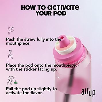 air up water bottle (22 oz) for school, sports, gym | includes 5 scent pods & straw | flavored bottle in hot pink – also for kids, boys, girls | no calories, sugar-free and suitable for carbonation