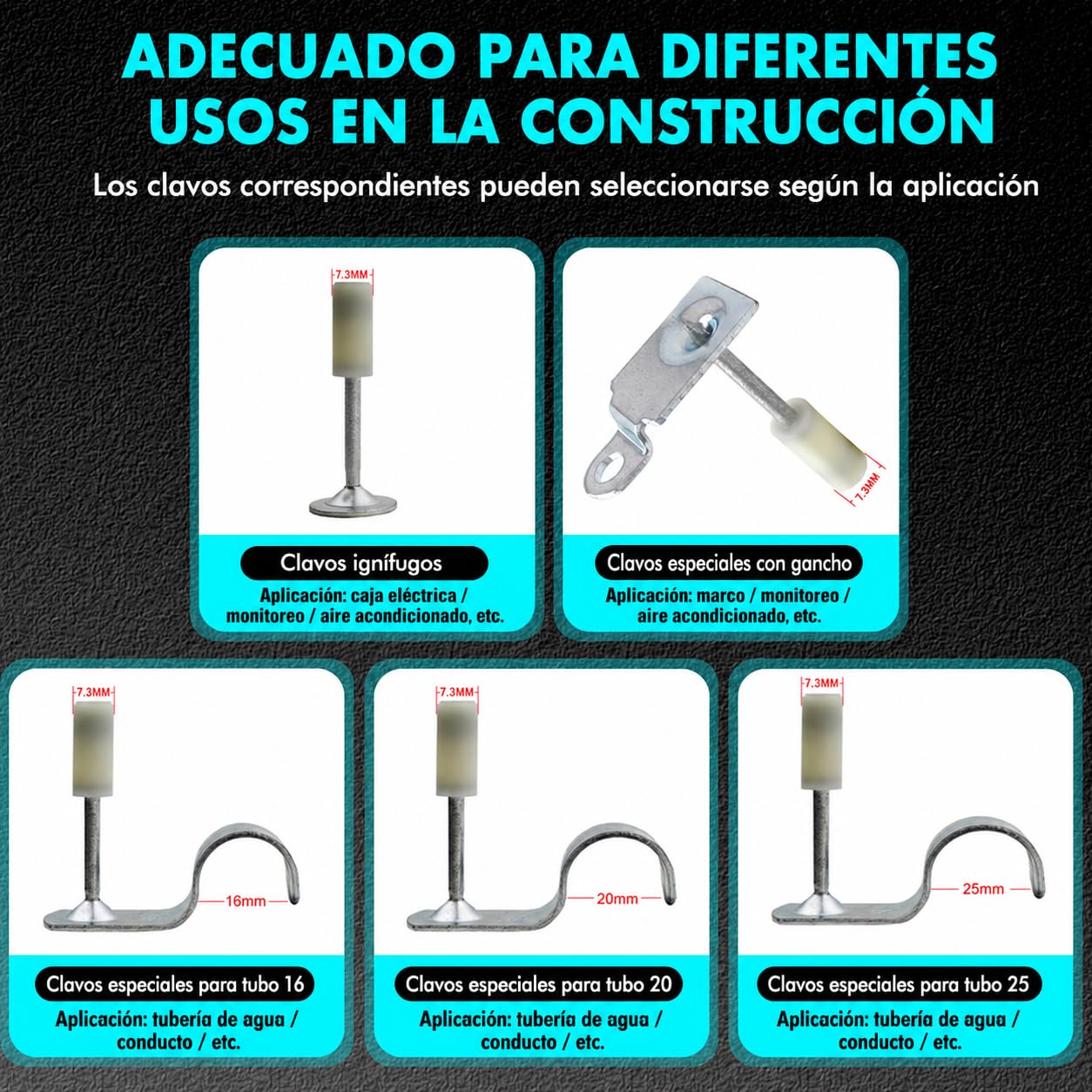 Pistola de Clavos Manual Clavadora Hormigon, 5 Velocidades Nail Gun, Pistolas de Uñas Portátil para Paredes de Cemento, Madera, Techo, Casa (Clavos No Incluidos)