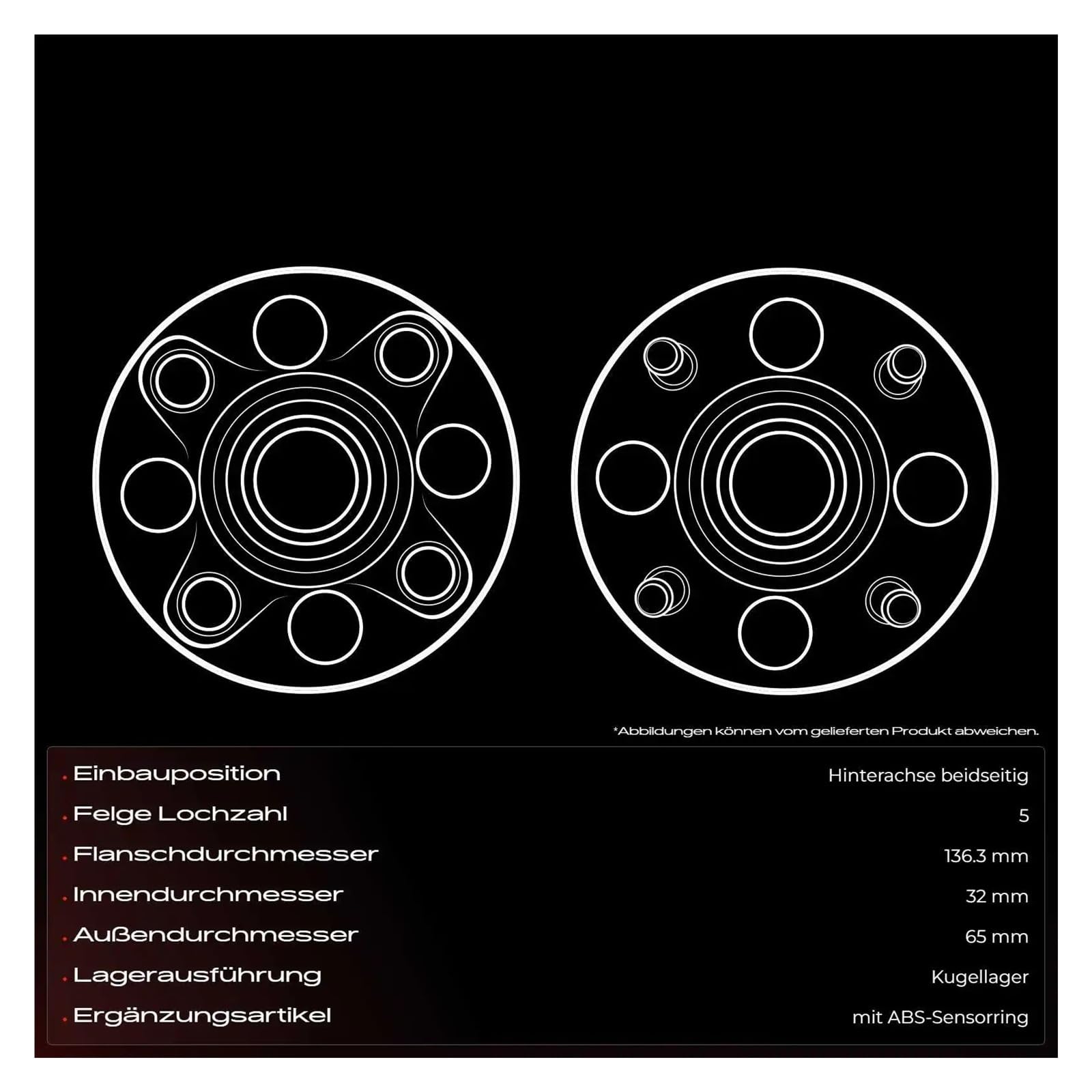 Radlager-Satz Für Seat Für Alhambra Für Altea Für Toledo 2004-2016 2017 2018 2019 2020 2021 2022 1T0598611 1x Radnabenlagersatz Hinterachse Beidseitig Radnaben