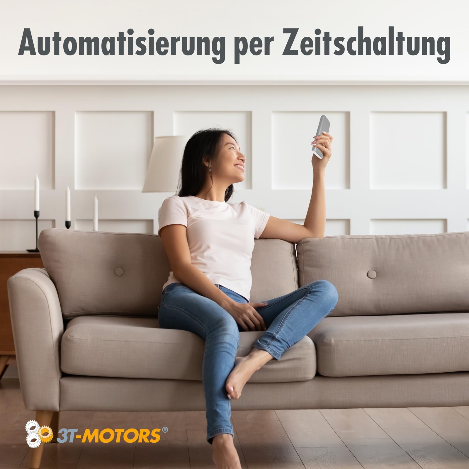 3T-MOTORS Funk-Fernbedienung HSTX5W, 5-Kanal mit Timer, weiß, Funksteuerung für Rollladenmotor & Markisenmotor, Funk-Handsender kompatibel mit xSeries, Gruppenschaltung & einfache Bedienung