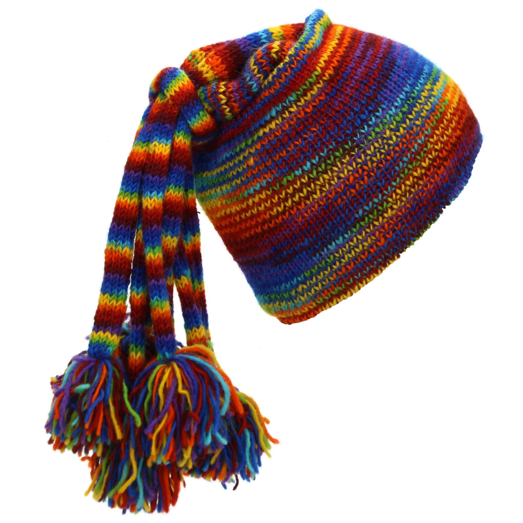 Loudelephant Sd Rainbow Hand Knitted Beanie Fountain Tassel Hat