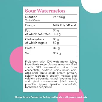 Candy Kittens Vegan Sweets, Sour Watermelon - Vegan Treats with Fruit Juice & Natural Ingredients, Ideal for Pick and Mix Sharing, Soft & Chewy Candy, Vegetarian Sweets – 54g, Pack of 12