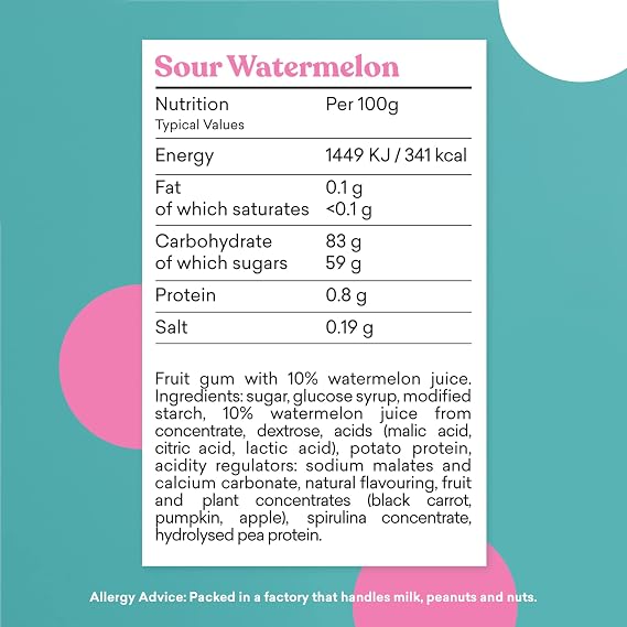 Candy Kittens Vegan Sweets, Sour Watermelon - Vegan Treats with Fruit Juice & Natural Ingredients, Ideal for Pick and Mix Sharing, Soft & Chewy Candy, Vegetarian Sweets – 54g, Pack of 12