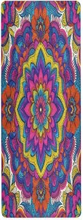 Floral Mandala Boho Pattern Yoga Mat Durable & Thick Gym Fitness Mat,Non Slip Natural Rubber Yoga Mat for Yoga, Pilates & Floor Workouts