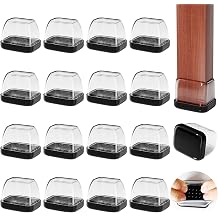 16PCS Rectangle Chair Leg Sliders for Carpet & Hardwood Floors, Clear