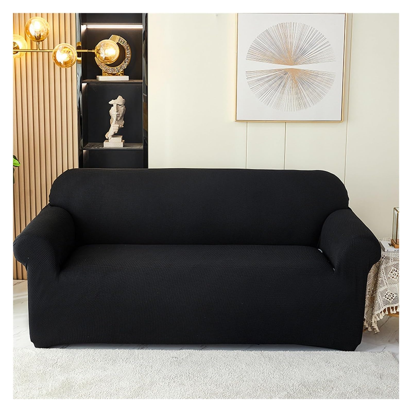 Housse de canapé 3 places en velours style 15 lavable pour protection de salon