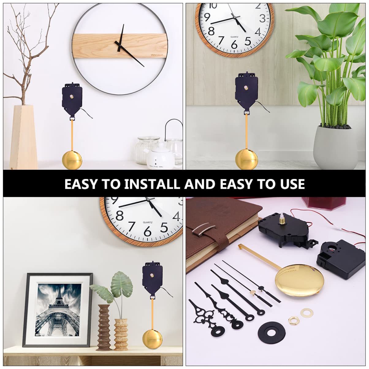 UKCOCO 2sätze Pendeluhrwerk DIY Reparatursatz Mit Musikbox Geräuschloses Uhrwerk Für Wanduhr Inklusive Goldenem Pendel Und Zeigern Für Kreative Uhrenprojekte Und Reparaturen
