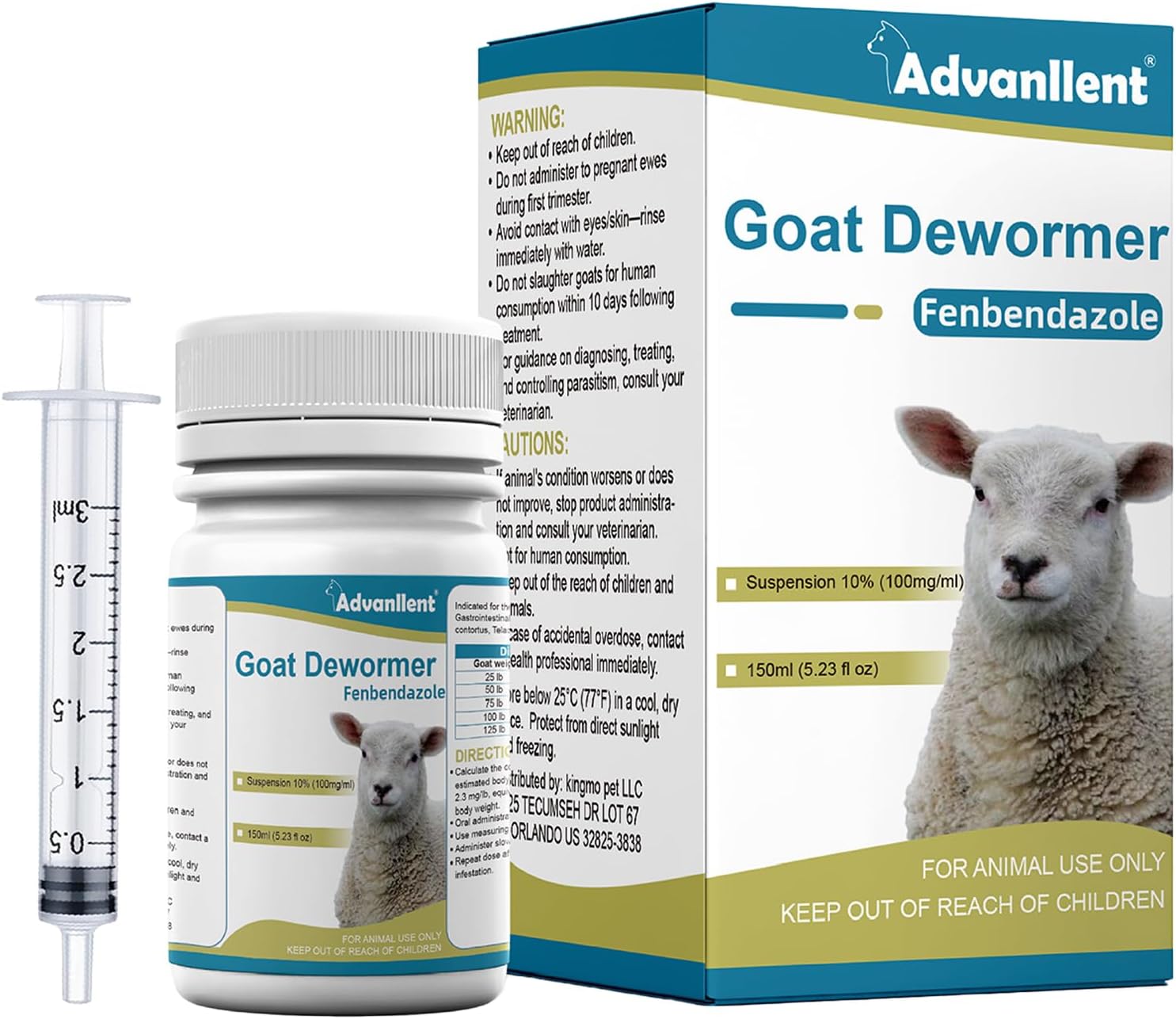 Fenbendazole Goat Dewormer, Oral Suspension, Parasite Control, Deworming Solution for Goats, 150 ml Liquid