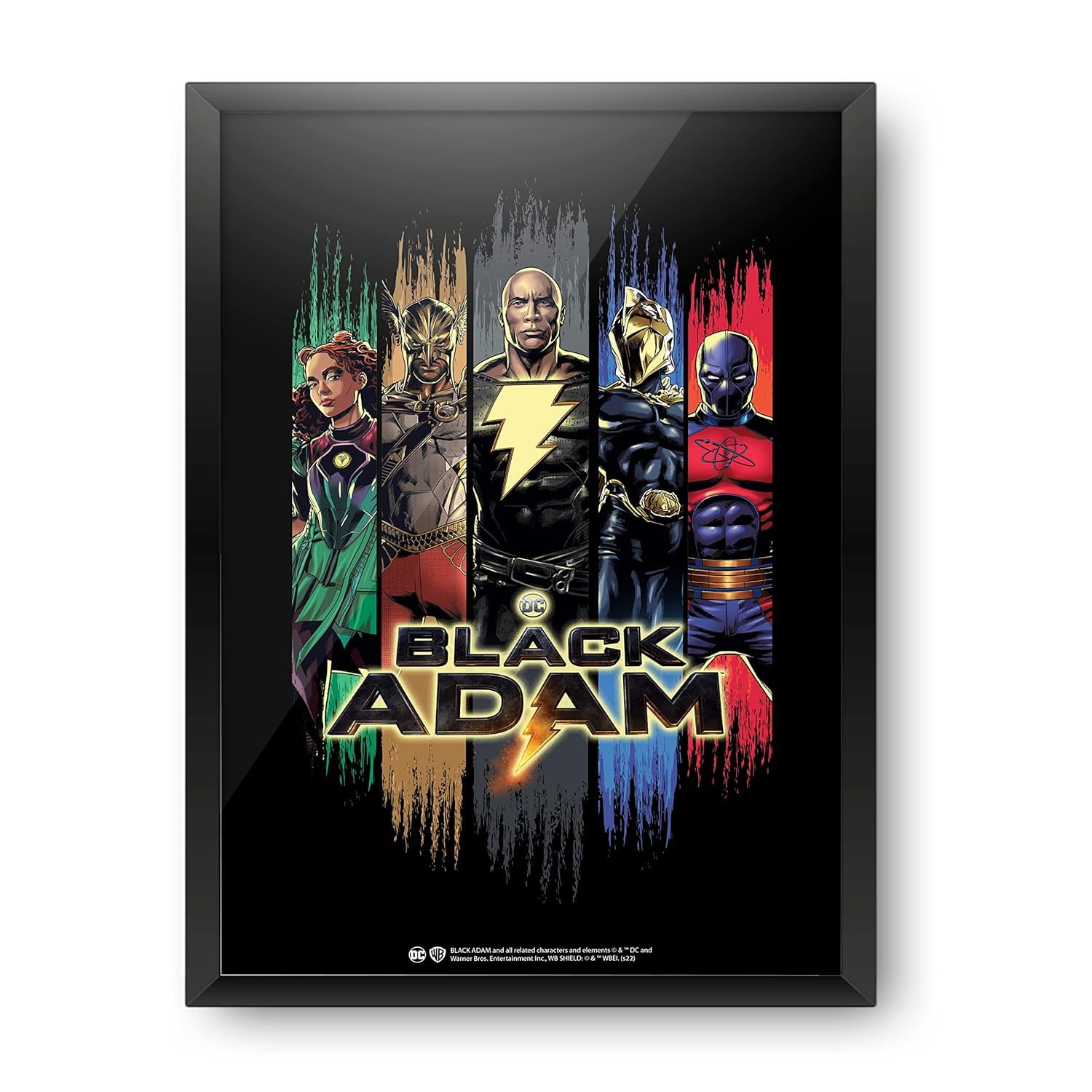 Epic Stuff - DC Comics - Black Adam Graphic Art Design A4 Size Wall Poster (With Frame) - Officially Licensed By Warner Bros, USA