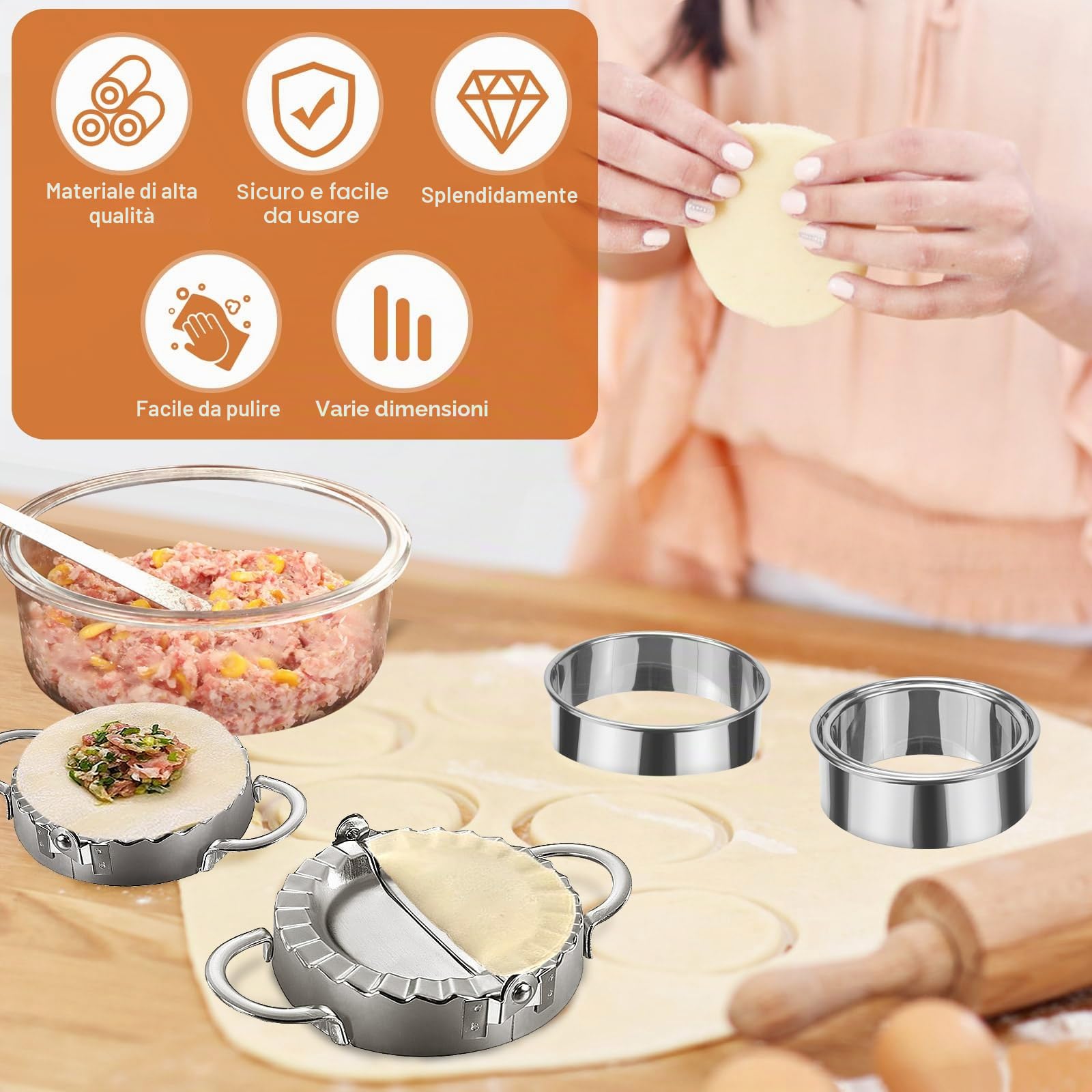 MumdoYAL 7 pezzi stampo per ravioli, dumpling maker, utensili da cucina