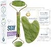 Seay Jade Face Roller and Heart Gua Sha Facial Massager Set Premium Natural Stone Certified