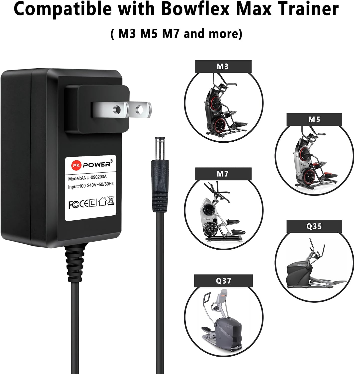 AC Adapter Compatible with Bowflex Max Trainer M3 M5 M7 HVT Elliptical Machine 8007982, Power Supply Fits for Octane Fitness Q35 Q35e Q35c Q35ce Q37 xR3 xR3c xR3ci xR4 Elliptical Machine