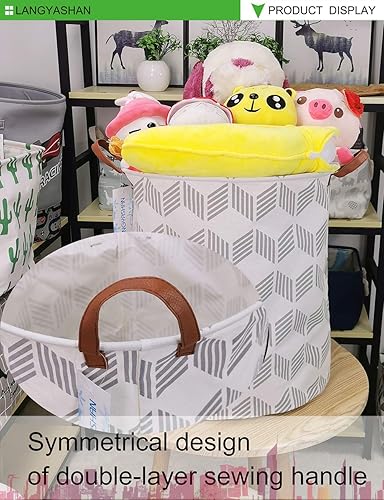 Miniatura 216 de LANGYASHAN Contenedor de almacenamiento, cesta organizadora plegable de tela de lona para ropa sucia, contenedores de juguetes, cestas de regalo, Un