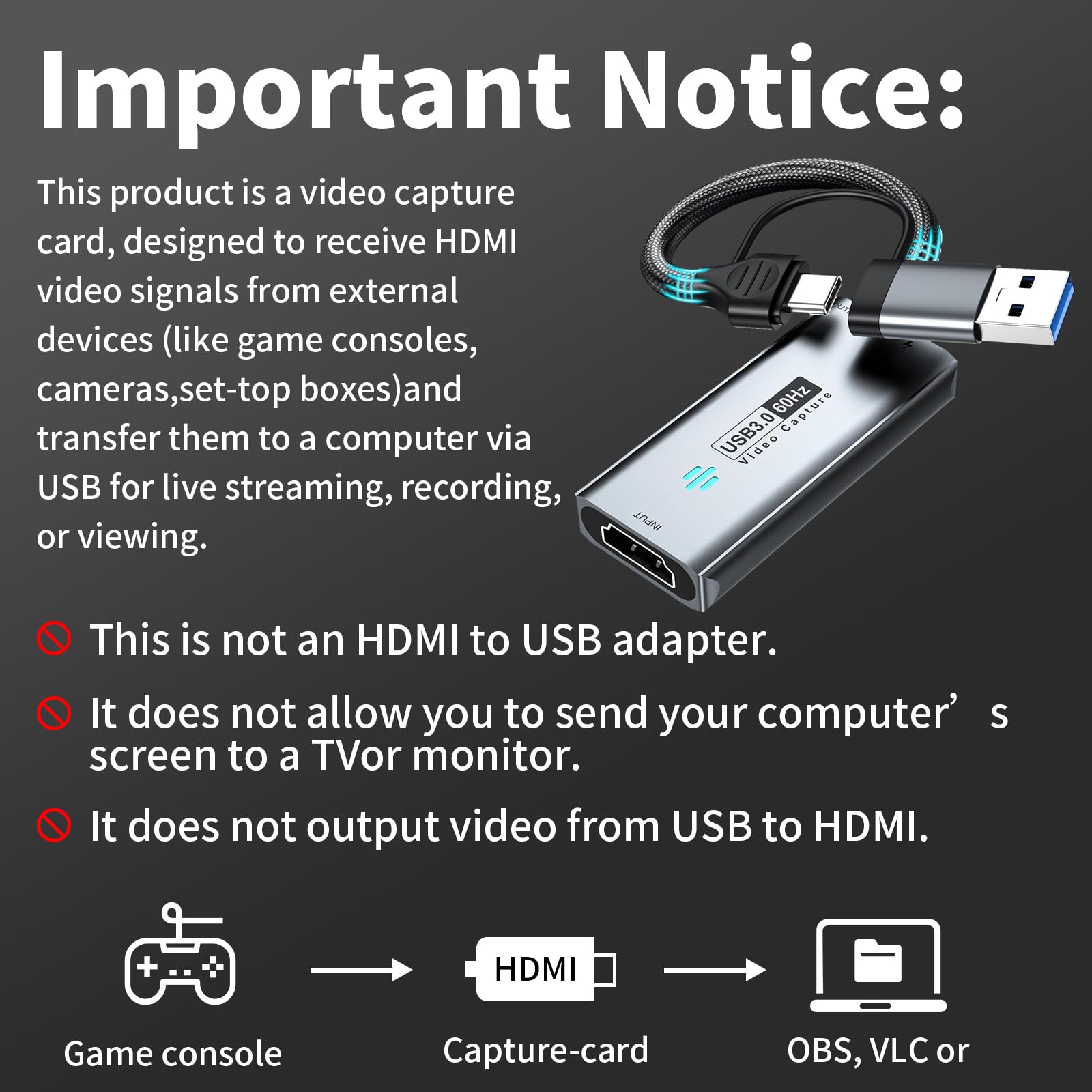Papeaso Tarjeta de captura de video USB 3.0, tarjeta de captura HDMI a USB-A/C con PD, 1440P 30 fps y captura de video 1080P 60 fps, para transmisión, enseñanza, juegos, videoconferencia o transmisión