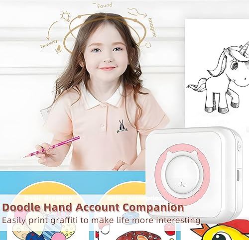 Miniatura 5 de Mini impresora, impresora portátil Bluetooth sin tinta con papel adhesivo y bolígrafo de color, cápsulas de impresión para fotos, recibos, notas,