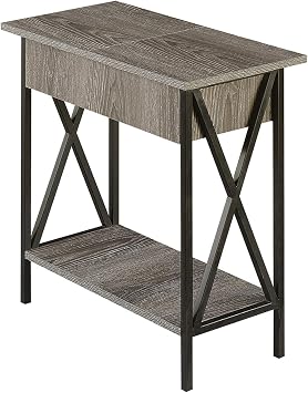 Maykoosh Electric Lift Top Table with Charging Station & Shelf - Modern End Table