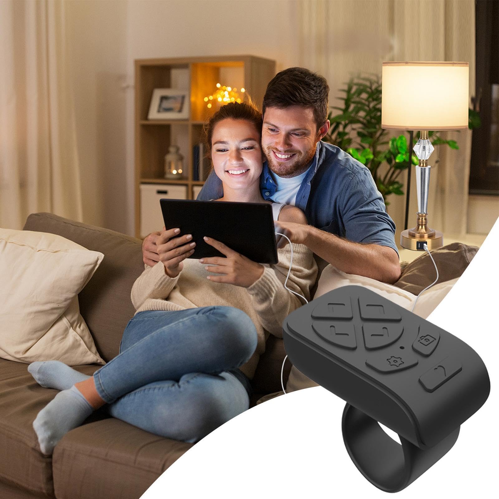 Anneau De Défilement Sans Fil Pour Smartphone - Télécommande Tactile Pour Streaming, Jeux, Lecture - Compatible IOS/Android - Noir/Blanc