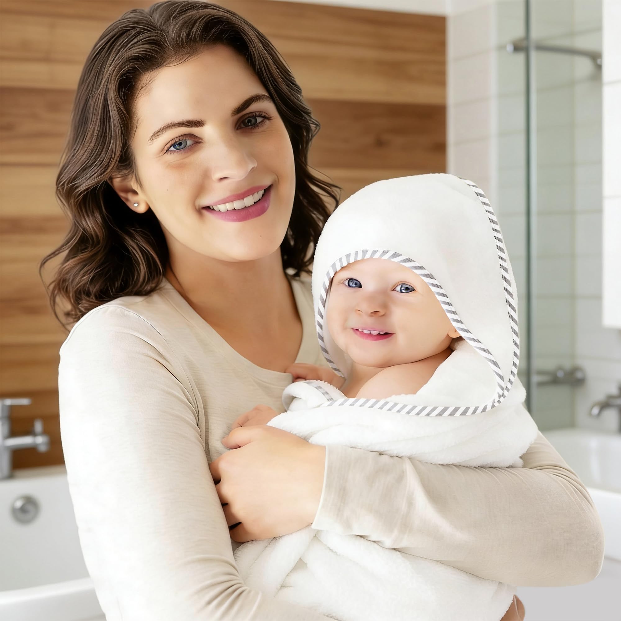 BAMBOO QUEEN 2 Pack Baby Bath Towel - Rayon Made from Bamboo
