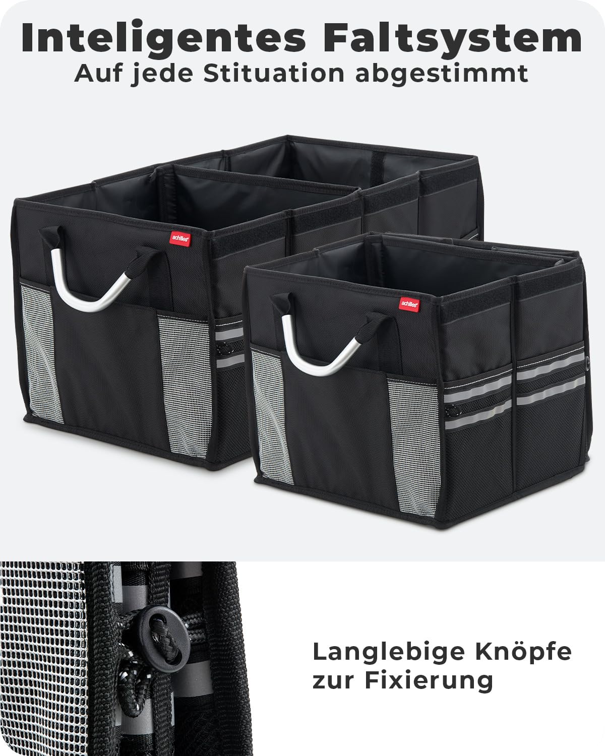 achilles Strong-Box - extrem belastbare Transport-Tasche - Faltbox für den Kofferraum, Reisen oder den Einkauf (Schwarz)