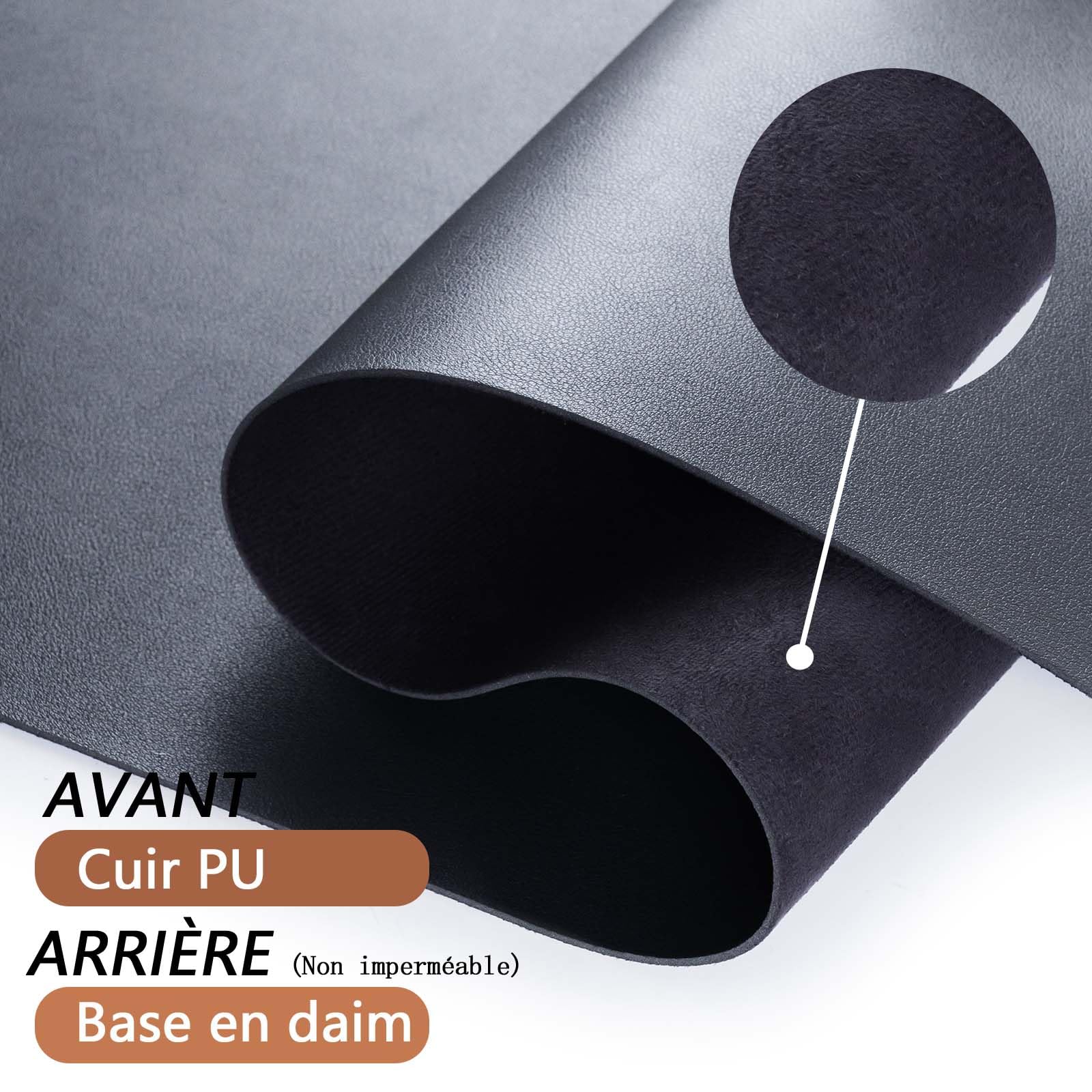 Tapis de Bureau Cuir PU 80x40 cm Imperméable Antidérapant Protection de Table pour Clavier Écriture