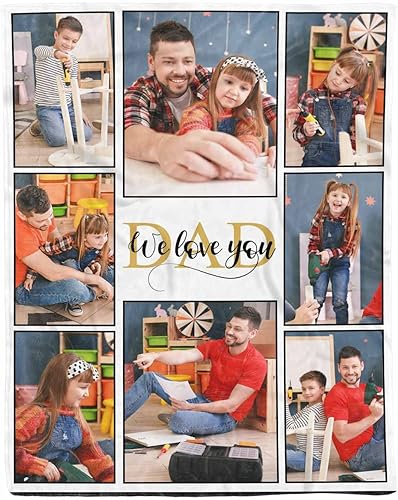 D-Story Regalos personalizados para hombres, regalos de novio para cumpleaños, regalos para papá de hija, regalos impresos de franela, mantas de