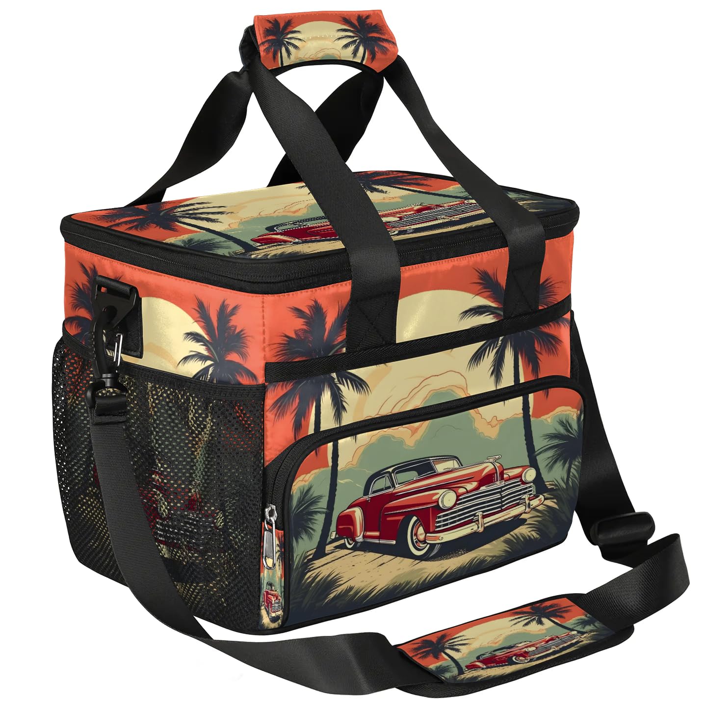 Lunch Box for Men Heavy Duty Insulated Lunch Bag for Women Coconut Tree Car Lunchbox for Adults Lunch