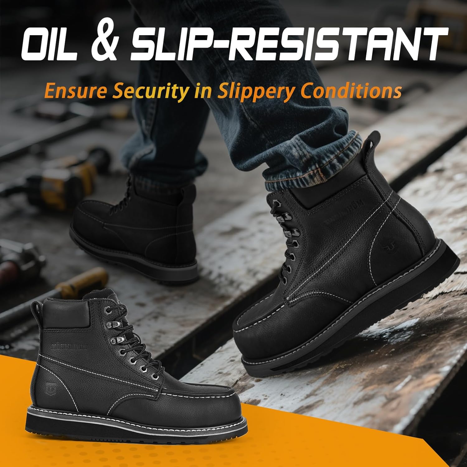 Comfort Work Boots for Men Steel Toe / Soft Toe Boots Water Resistant and Slip Resistant safety Boots for men & botines para hombre for Factory Workers