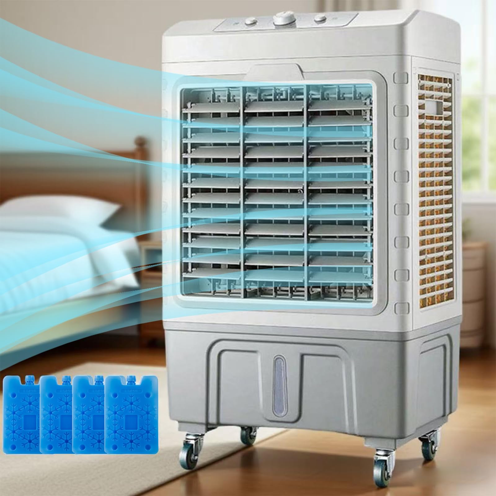 AYCDL Commercial Evaporative Air Cooler Fan, 3-Speed Portable Swamp Cooler with 50/55L Large Water Tank, 3-in-1 Air Conditioner with Humidifier for Large Rooms, Outdo,1-10000 air volume