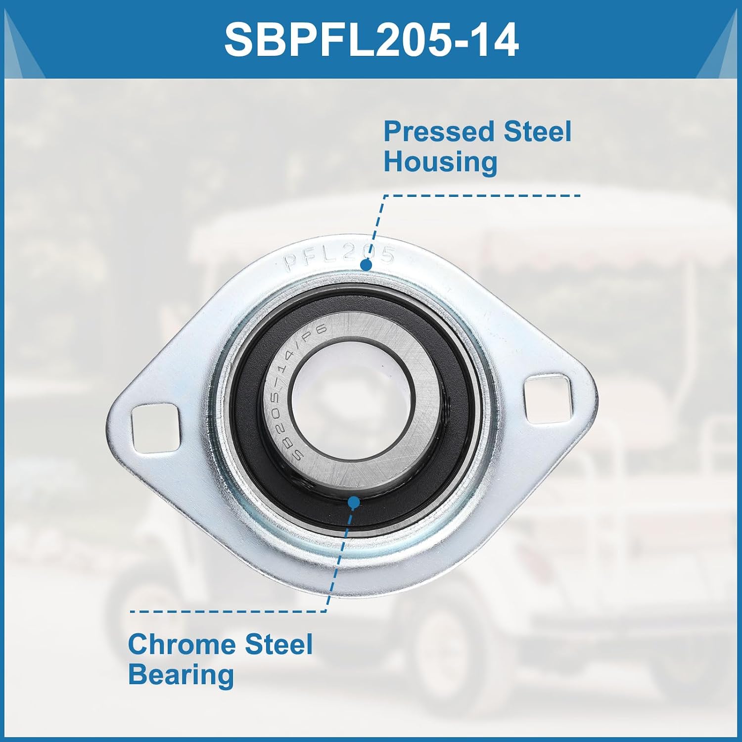 uxcell 2Pcs SBPFL205-14 Pillow Block Bearings 7/8" Bore Bearing Units Steel Flange Mounted Bearing Housing with Wrench, ABEC 3
