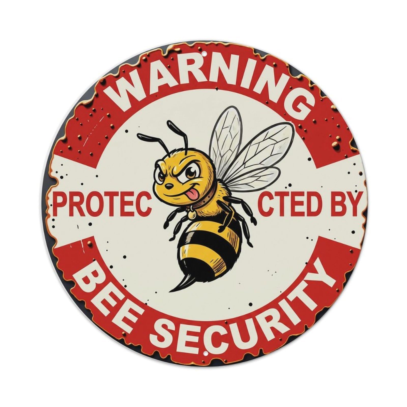 Tgrcjimh Style Metal Tin Sign Warning Protected By Bee Security Vintage