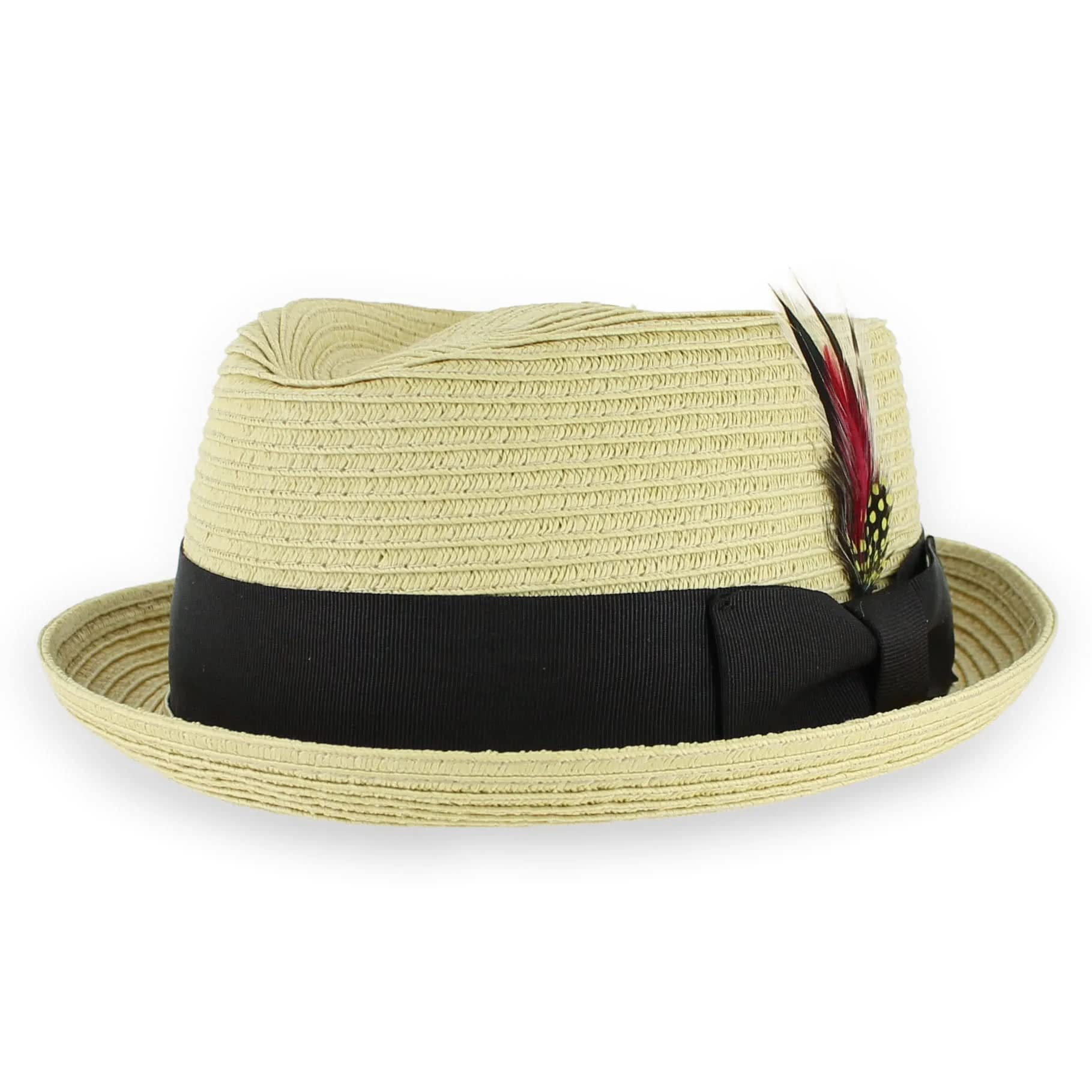 Belfry Men/Women Summer Straw Pork Pie Trilby Fedora Hat in Blue, Tan, Black