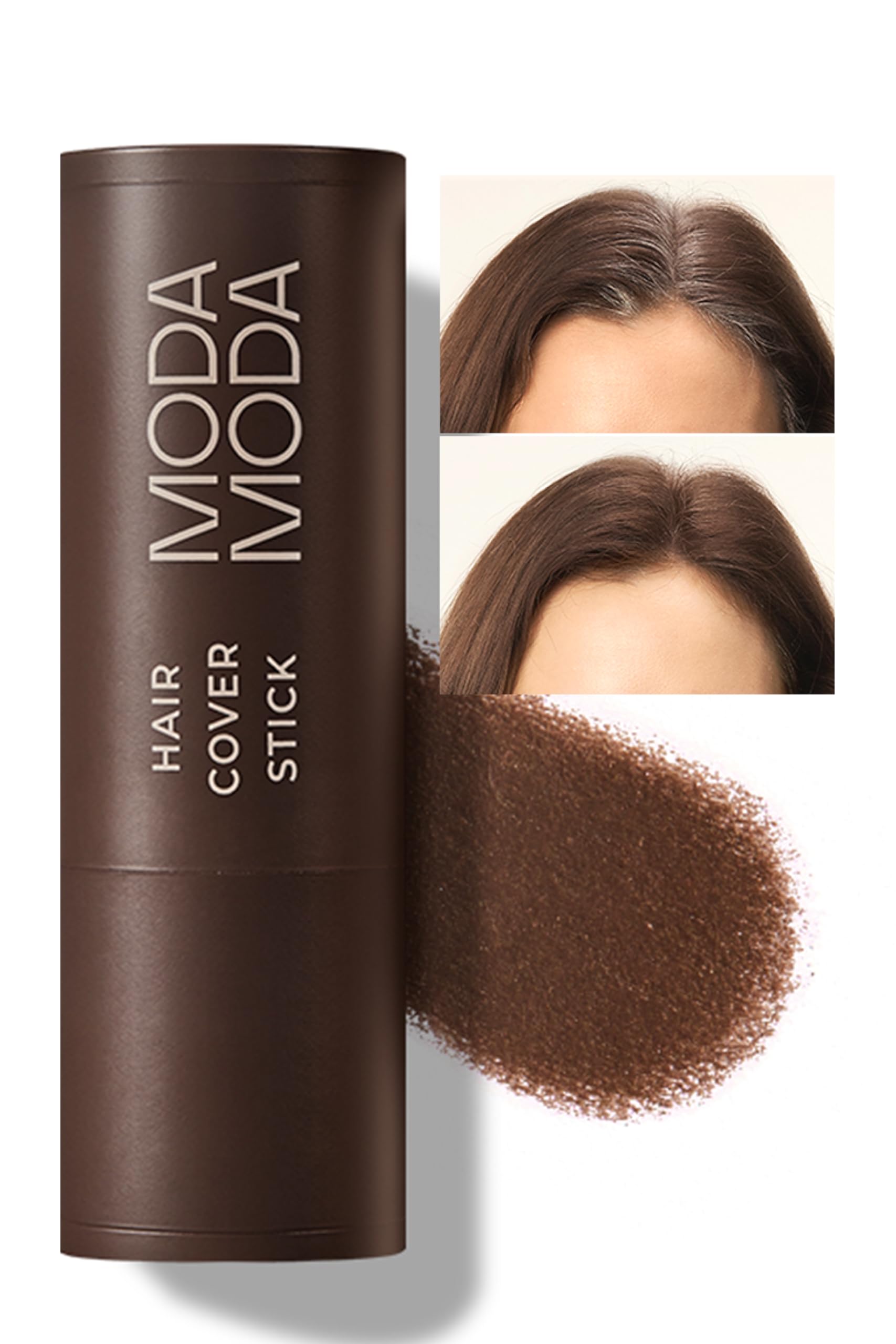 MODAMODA Pro-Change Hair Cover Stick - Smooth Dispense Edition 100HR Temporary Hair Color - Portable Hair Powder Stick for Grey Hair & Root Touch Up - Natural Brown #3 (0.12 Oz)