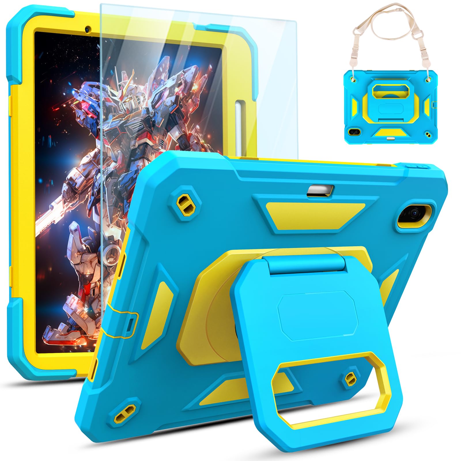 KCJ for iPad Air 11 Inch Case M3 2025 7th Generation & M2 2024 6th Generation, with Tempered Glass Screen Protector,Rugged Protective Case with