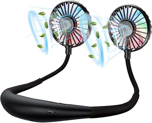 Ventilador de cuello – Ventilador manos libres con batería de 2600 mAh, ventilador portátil para colgar alrededor del cuello para pesca, camping,