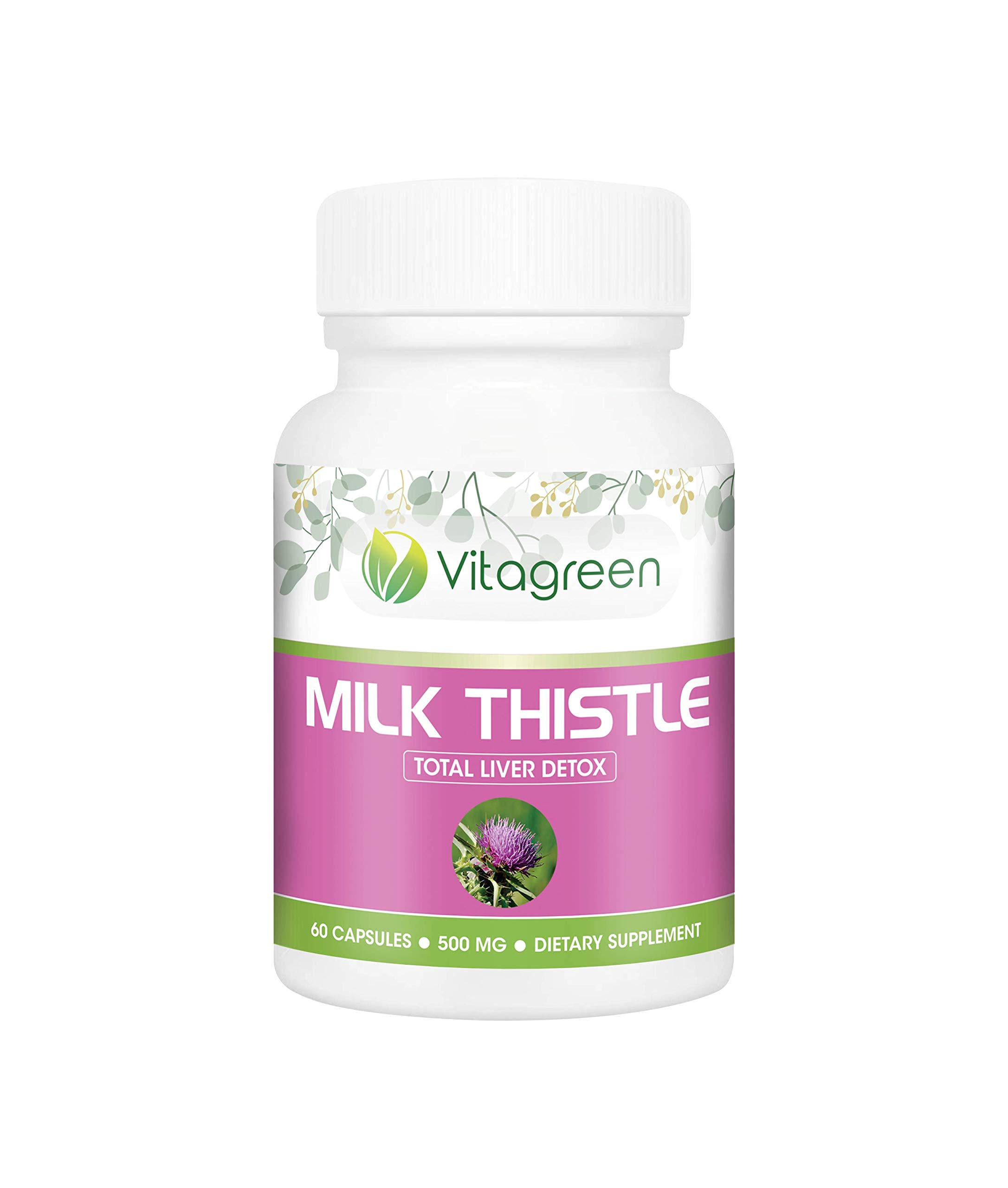 VitaGreen MILK THISTLE For Liver Support & Body Detox, 500 mg 60 Capsules