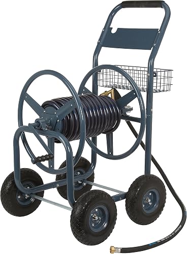 Garden Hose Reel Cart, Holds 400ft. Hose, 10in. Flat-Free Tires