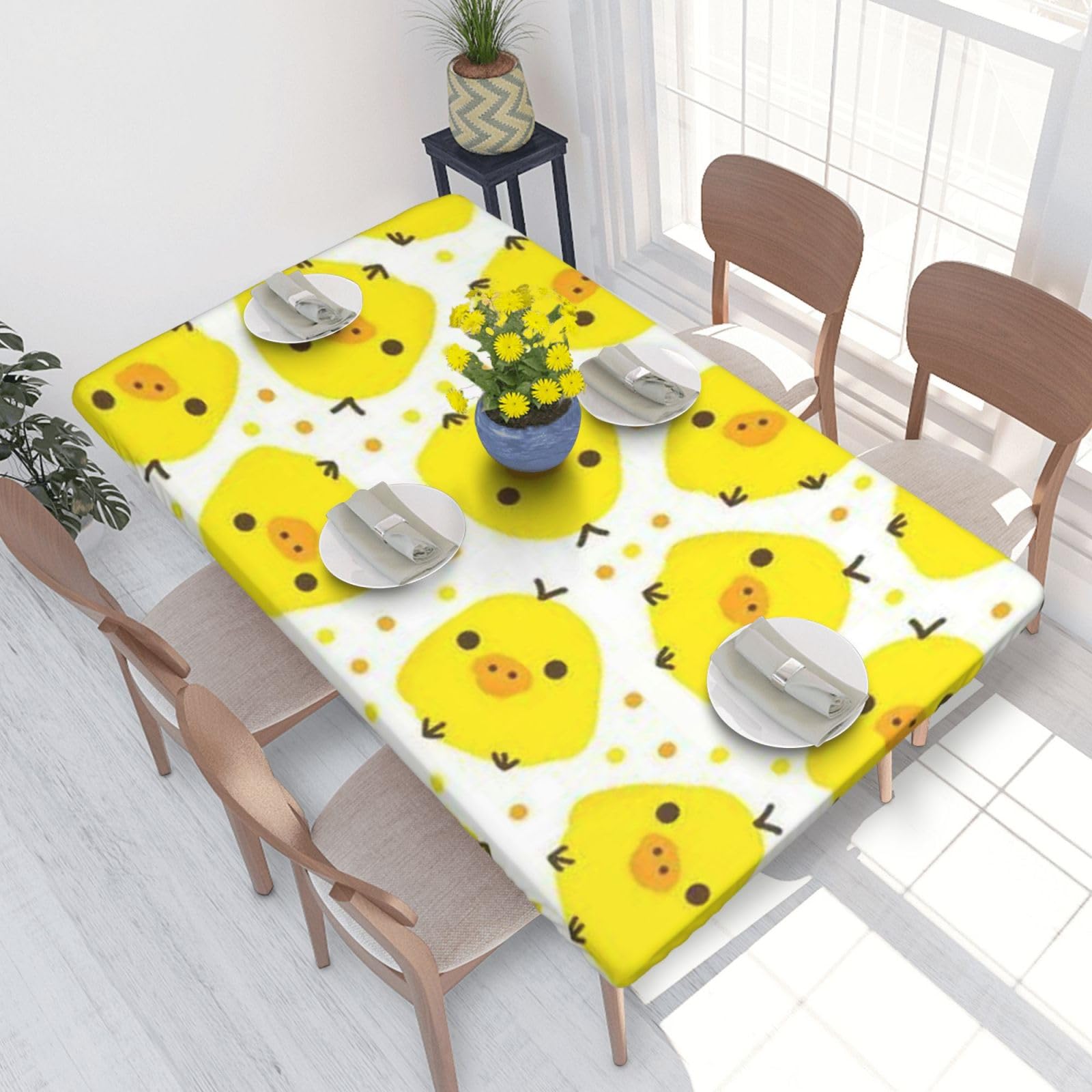 BNVSADC YELLOW chicken Printed 4FT Tablecloth 122x76 CM Polyester Kitchen Water Resistant Table Cloth Dining Table Decoration Table Covers