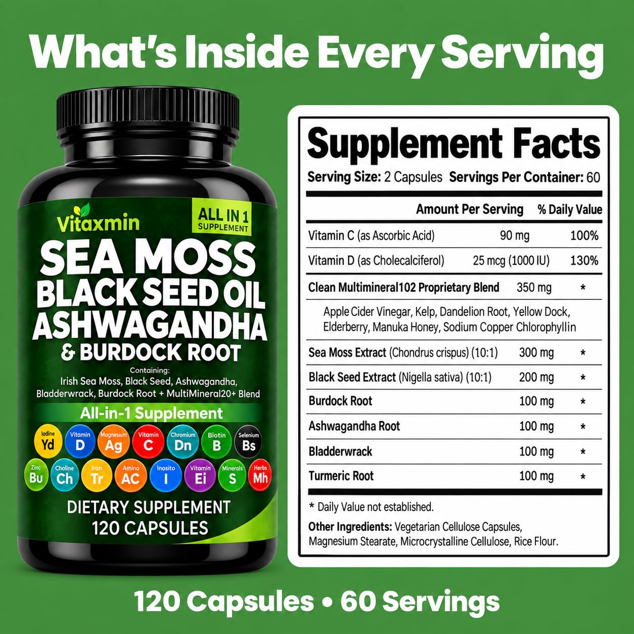 Sea Moss Herbal Blend Capsules with Black Seed Oil & Ashwagandha — Amazon image 6