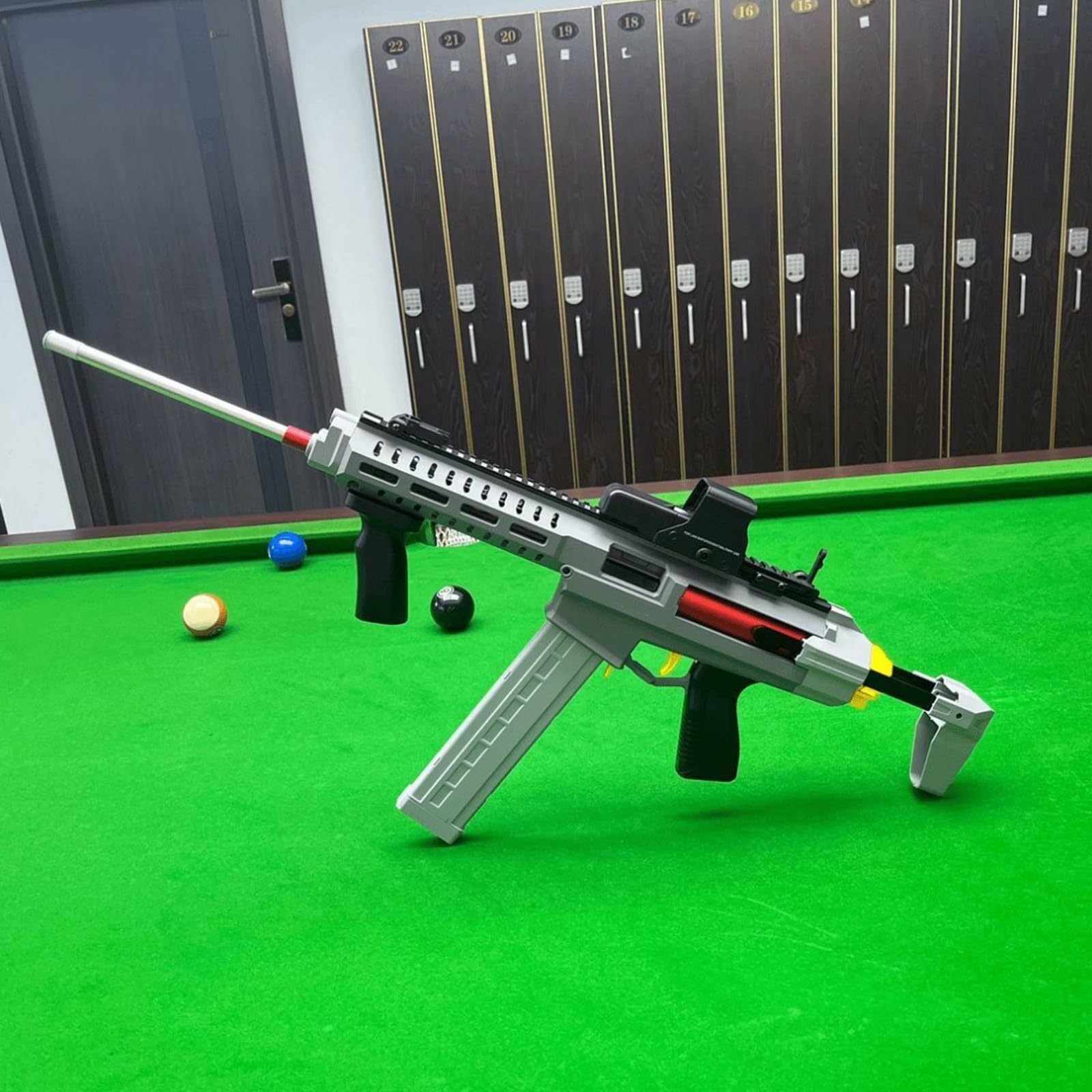Pistolet kijowy do basenu, automatyczny pistolet do basenu Bezproblemowy precyzyjny strzał z regulacją odległości, kij do basenu dla miłośników bilardów (szary, typ B)